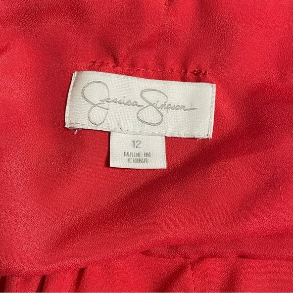 Jessica Simpson Sz 12 Coral Sundress with flowing pleated front design, lined - Picture 6 of 12